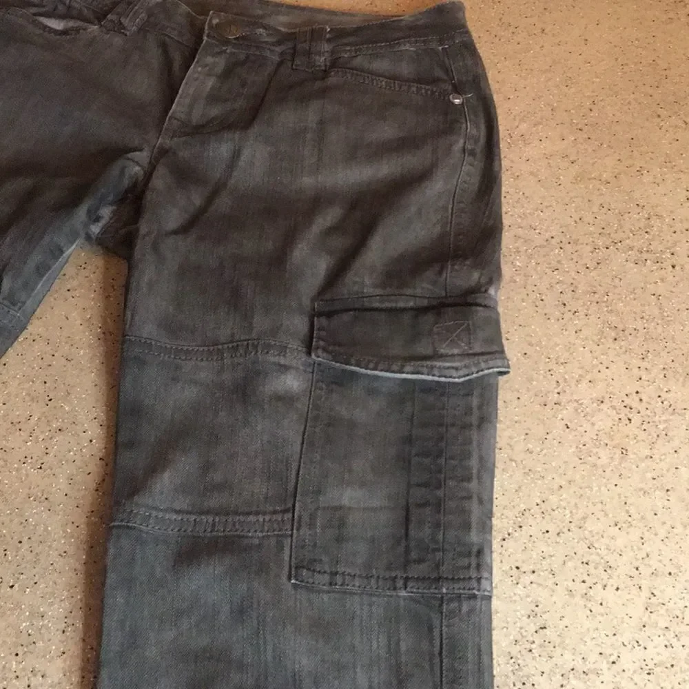 Cropped Cargo Jeans Olive Green